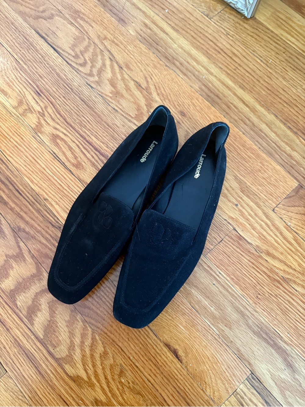 Larroude Black Suede Women's Slip-On Loafers